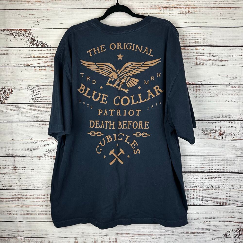 Howitzer Patriot Navy The Original Blue Collar Patriot Cotton T Shirt Mens 2XL